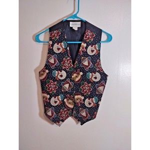 Laurelle Women's S Christmas Tapestry Vest Button Front